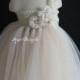 Ivory and champagne vintage flower girl tutu dress wedding dress Junior Bridesmaid Dress 1T2T3T4T5T6T7T8T9T