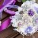 Brooch Bouquet Vintage wedding jewelry bouquet purple silver bridal button bouquet