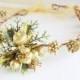 Gold Sparkling Christmas Crown, Winter Wedding Halo, Holiday Hair Crown, Gold Berries Crown, Pine Cones Crown, Wonderland Crown, Gold Crown