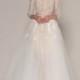 sexy illusion lace back nude linging long sleeves wedding dress