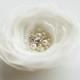 Ivory wedding hairpiece flower bridal hair accessories pearls  wedding hair fascinator lace hair clip rhinestone, fascinator