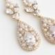 Gold Bridal Earrings Long Wedding Earrings Cubic Zirconia Teardrop Wedding Jewelry Swarovski Crystal Wedding Jewelry VIVIENNE
