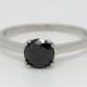 Genuine 1ct Onyx solitaire ring in Titanium or White Gold - engagement ring - wedding ring - handmade ring