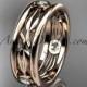 14kt rose gold diamond leaf wedding band, engagement ring ADLR401B