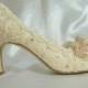 Low Heel Wedding Shoes.. Vintage Lace Shoes ..Blush and Ivory .. Lacy Rose Bridal Shoes .. Low Heels ..Shabby Chic Rose .. FREE US Postage