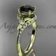 14kt yellow gold diamond leaf and vine engagement ring with a Black Diamond center stone ADLR112