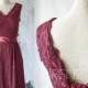 2015 Red Lace bridesmaid dress, Short Classic dress,  V neck Backless Wedding dress, Party dress, Formal dress, Knee length dress (FL011D)
