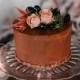 Single-Tier Chocolate Cake With Flowers