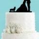 Couple Kissing with Welsh Corgi Dog Acrylic Wedding Cake Topper