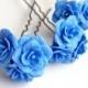 Blue flower pin, blue flower hair pin, bobby pins, flower pin, polymer clay, blue flower, hair pin, blue wedding jewelry, blue bobby pin