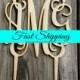 5" Wooden Monogram Cake Topper - Unfinished Wood Monogram - Custom Monogram Cake Topper - Wedding Cake Decor - Wood Letters