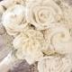 Weddings, Champagne Ivory Sola Bouquet, Wedding Flowers, Rustic Wedding, Alternative Bouquet, Bridal Accessories,Keepsake Bouquet, Sola