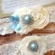 Garter/ ivory wedding garter / bridal  garter/  lace garter / toss garter / Something BLue wedding garter / vintage inspired lace garter