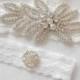 Wedding Garter MONOGRAM Option Rhinestone Garter Set. Bridal Garter Floral Stretch Lace Bridal Garter