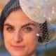 White veil fascinator - Small veiled bridal fascinator - Bridal fascinator - Floral bride headpiece