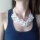 White bridal necklace/beaded statement  necklace/ wedding necklace and earring set
