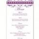 Wedding Menu Template DIY Menu Card Template Editable Text Word File Instant Download Purple Menu Eggplant Menu Card Printable Menu 4x7inch