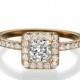 Princess Cut Diamond Engagement Ring, 14K Rose Gold Ring, Halo Engagement Ring, 1.16 TCW Diamond Ring Setting, Halo Ring