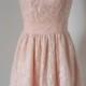2015 Scoop Baby Pink Lace Short Bridesmaid Dress