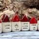 Message houses Miniature houses  Little rustic houses Red house Ceramic house Note house Mother's day