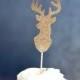 Glitter Deer Silhouette Cupcake Toppers - bucks in glitter gold, silver or bronze