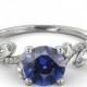 2.00 CT Natural 7MM Leef Purple Sapphire Filigree Engagement Ring 14k White Gold Large Sapphire Ring