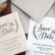 Save the Date Stamp #1 - Calligraphy - Wreath - Personalized