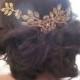Antique Gold Wedding headpiece, Crystal Bridal hair combs, Wedding hair accessory, Leaf headpiece, Golden shadow crystal, Swarovski crystal