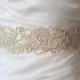 Champagne Gold Lace Bridal Sash, Wedding Gown Sash, Beaded Bridal Belt in Custom Colors - MIA