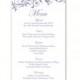 Wedding Menu Template DIY Menu Card Template Editable Text Word File Instant Download Purple Menu Purple Wedding Printable Menu 4x7inch