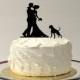 WITH PET DOG Wedding Cake Topper Silhouette Wedding Cake Topper Bride + Groom + Dog Pet Family of 3 Cake Boxer Pitbull Cake Topper