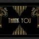 Great Gatsby Black and Gold Thank You Card, Art Deco Hollywood Style, Engagement, Birthday, 1920's Jazz Theme, Peacocks, Thank you Gift Card