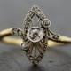 Antique Art Deco Ring - Vintage Diamond Art Deco 18ct Gold & Platinum Ring