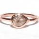 Rose Cut Diamond & Rose Gold Ring - Tear Drop Shape -Solid Rose Gold -Thin Gold Ring -Stacking Ring -Engagement Ring -Bridal -READY TO SHIP!