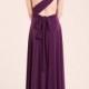 Purple Party Dress, Aubergine Infinity dress, Event Dress, Eggplant bridesmaid dress, Convertible Versatile Gown,Long Asymetrical long dress