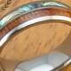 Tungsten Wedding Ring with Abalone Shell and Koa Wood Inlay (6mm width, Barrel shaped, comfort fit)