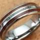 Tungsten Carbide Ring with Koa Wood & Abalone Shell Inlay (6mm width, Barrel style)