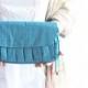 Silk wedding purse, White flower brooch Bridesmaids gifts  w /hidden wrist strap in Sea Blue  Silk natural SALE