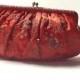 Ruby Red Satin Hand Beaded Evening Bag 1920's Red Wedding Clutch With Detailed Hand Beading