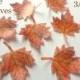 FREE SHIP - 32 Orange Maple Leaf Set Small Edible Wafer Paper Leaves 0.75" Pre Cut Decorations Fall Wedding Cakes Bridal Cupcakes Cookies