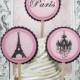 Paris Cupcake Toppers, Bridal Shower Favors, Birthday Party, French, Paris, Baby Shower Favors, Dessert Picks, Shabby Chic, Paris -Set of 12