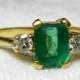 Emerald Ring 1 Carat Columbian Emerald Ring 18K Unique Engagement Ring London Hallmarks Vintage Diamond Emerald May Birthday
