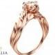 14K Rose Gold Morganite Engagement Ring Leaf Design Morganite Ring Alternative Engagement Ring