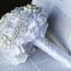Vintage Bridal Brooch Bouquet Pearl Rhinestone Crystal Silver and White One Day RUSH ORDER Available BB002LX