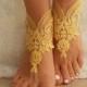 bridal anklet, yellow Beach wedding barefoot sandals, bangle, wedding anklet, free ship, anklet, bridal, wedding