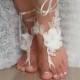 ivory scaly Barefoot , french lace sandals, wedding anklet, Beach wedding barefoot sandals, embroidered sandals.