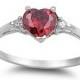 0.50 Carat Red Ruby Heart Shape Round Russian CZ 925 Sterling Silver Promise Ring Love Valentines Gift Wedding Engagement Ring