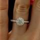 Diamond Halo Engagement Ring in 14K White Gold, 5.0mm Diamond Half Way Engagement Ring, Wedding Ring, Halo Ring