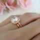 2.25 Carat Halo Wedding Set Vintage Bridal Rings, Man Made Diamond Simulants, Art Deco Engagement Ring, Wedding, Sterling Silver & ROSE Gold