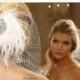 Bridal birdcage fascinator,Bridal headpiece, feathers rhinestone Russian veil, Bridal Hair pin,bridal hair accessory